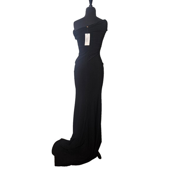 CLUB L LONDON Black One Shoulder Fishtail Maxi Dress US 6 UK 10 Ruched Stretchy - Picture 5 of 8